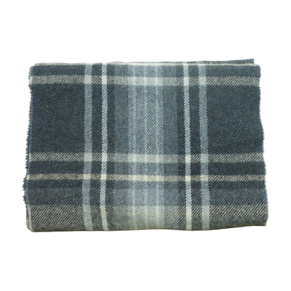 Blue Plaid Wool Scarf