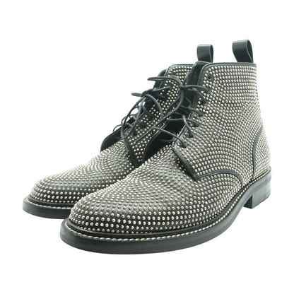 Black Studded Leather Combat Boots