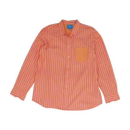 Orange Striped Long Sleeve Button Down