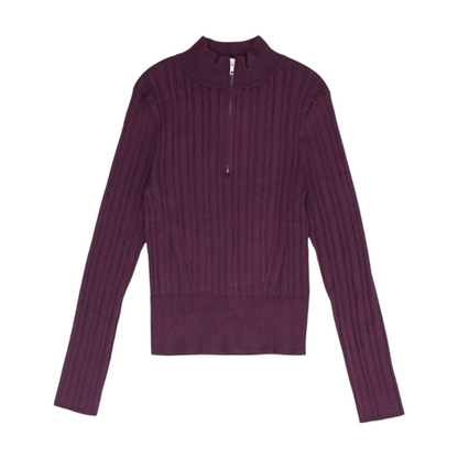 Burgundy Striped 1/4 Zip Sweater