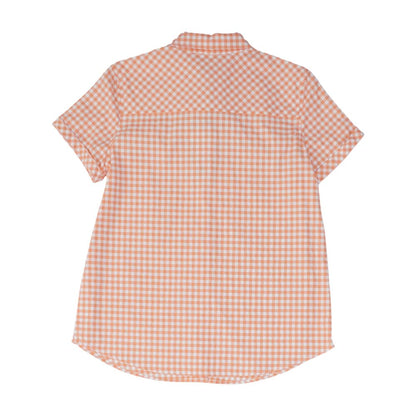 Coral Check Button Down