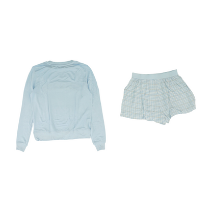 Blue Solid Pajama Set