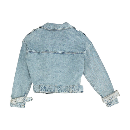 Blue Solid Denim Jacket