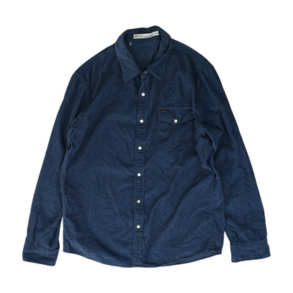 Blue Solid Flannel Button Down