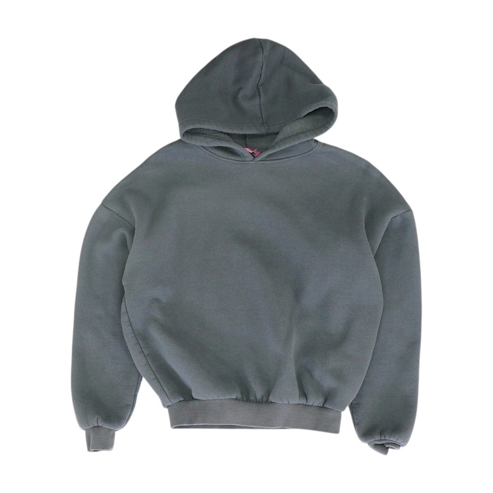 Gray Solid Hoodie Pullover
