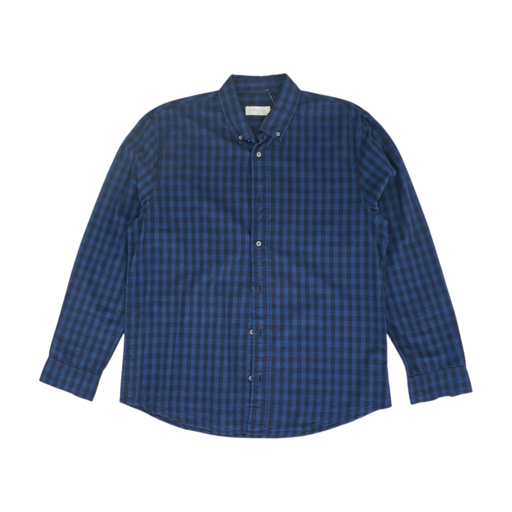 Navy Check Long Sleeve Button Down