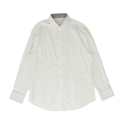 White Solid Long Sleeve Button Down