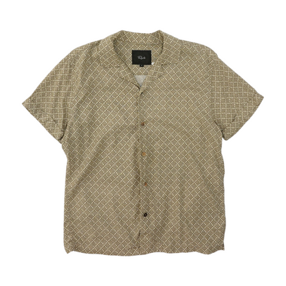 Brown Geometric Short Sleeve Button Down