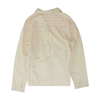 Beige Striped Long Sleeve Button Down