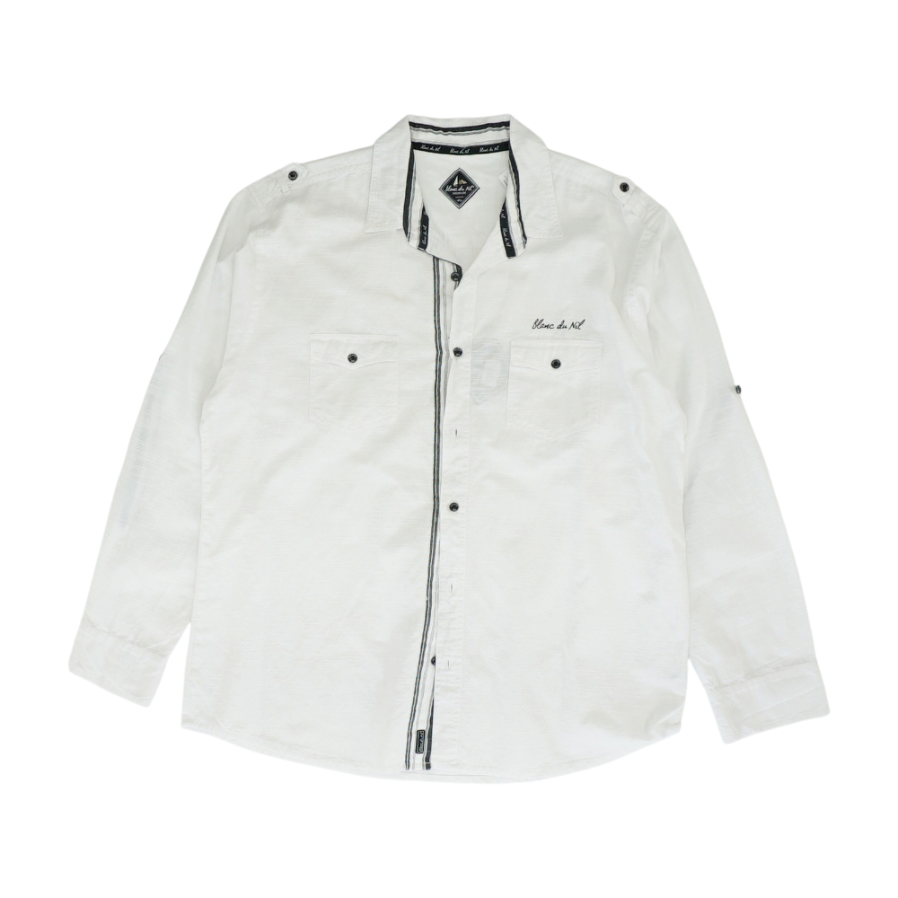 White Solid Long Sleeve Button Down