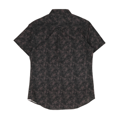 Black Print Short Sleeve Button Down