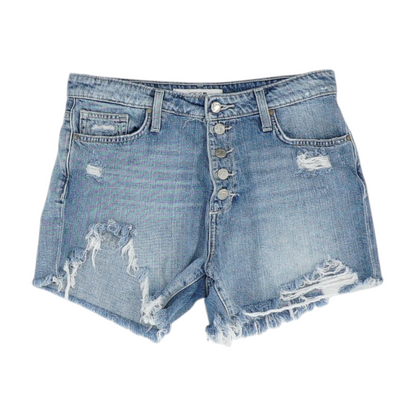 Blue Solid Denim Shorts