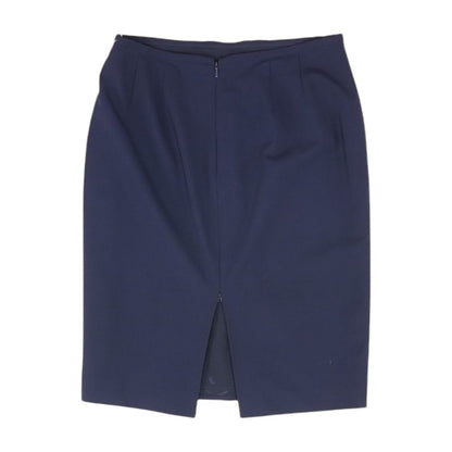 Navy Solid Midi Skirt