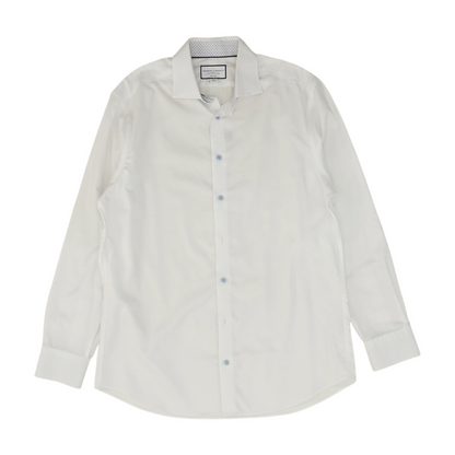 White Solid Long Sleeve Button Down