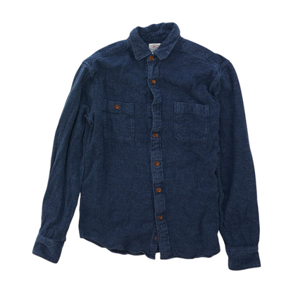 Blue Solid Flannel Button Down
