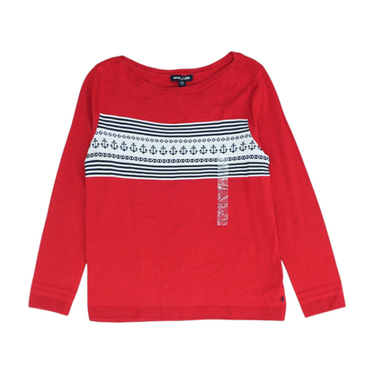 Red Print Pullover Sweater