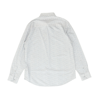Gray Print Long Sleeve Button Down