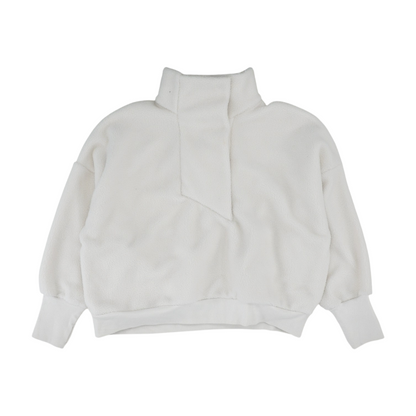 White Solid 1/4 Zip Pullover