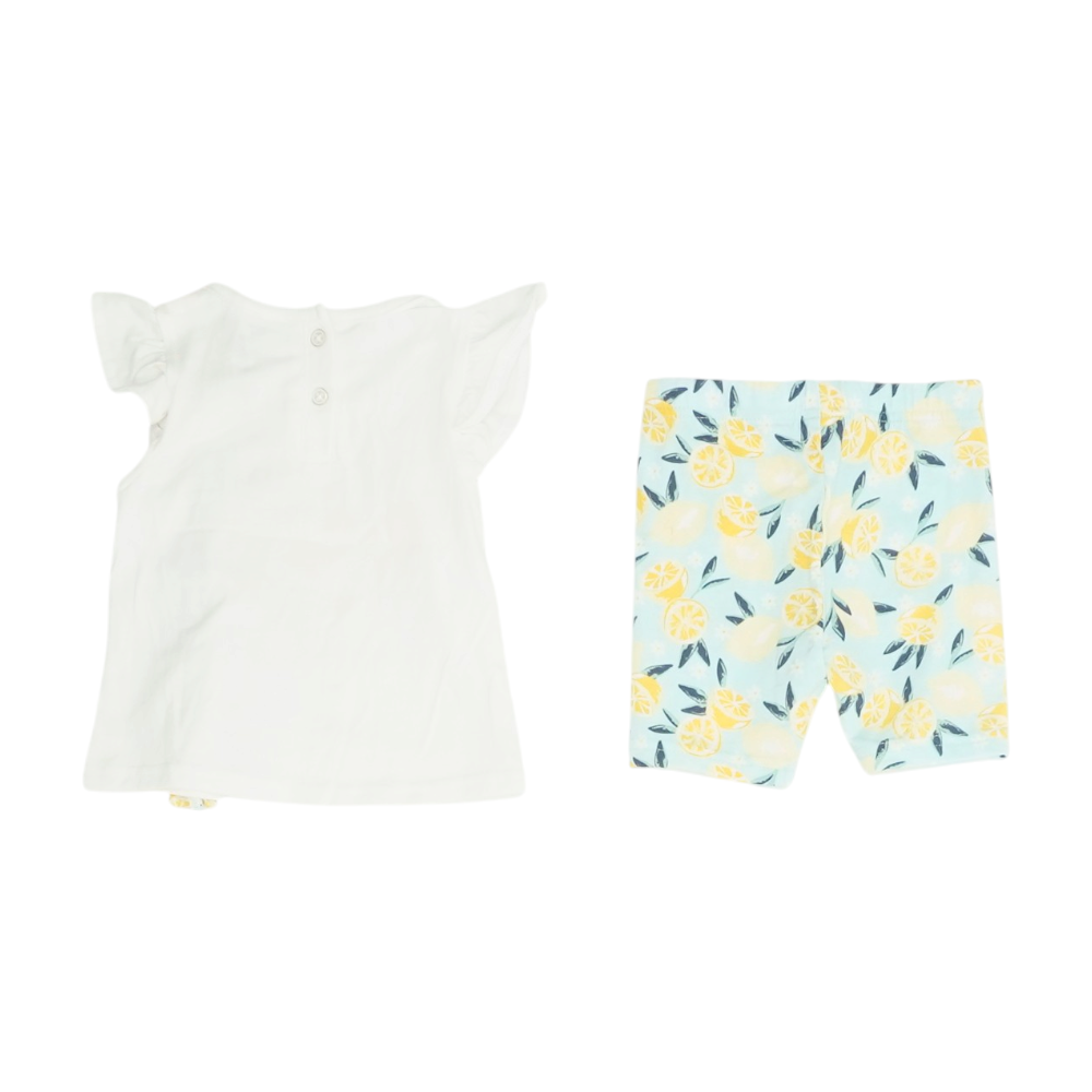 White Graphic Short Sleeve Set