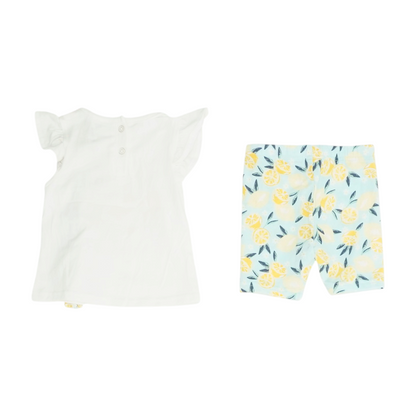 White Graphic Short Sleeve Set