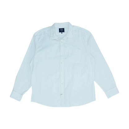 White Solid Long Sleeve Button Down