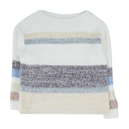 Ivory Striped Pullover Sweater