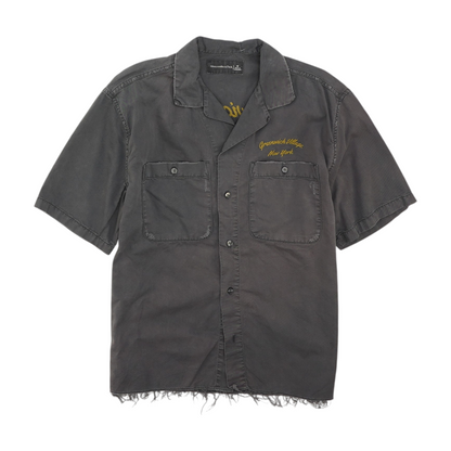 Gray Solid Short Sleeve Button Down
