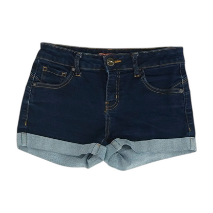 Navy Solid Denim Shorts
