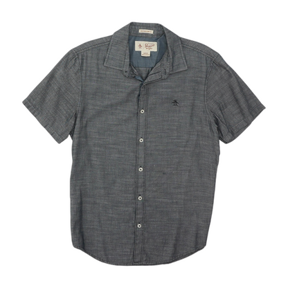 Indigo Solid Short Sleeve Button Down