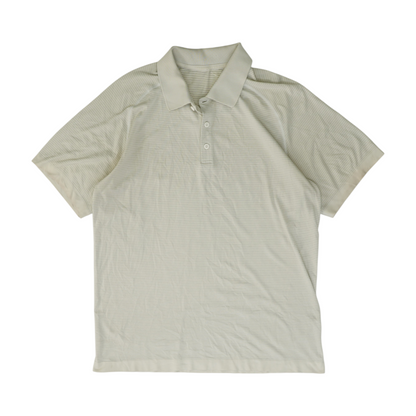 Tan Striped Short Sleeve Polo