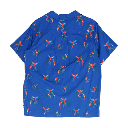 Blue Graphic Short Sleeve Button Down