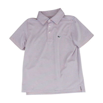 Pink Striped Short Sleeve Polo