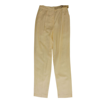 Yellow Solid Dress Pants
