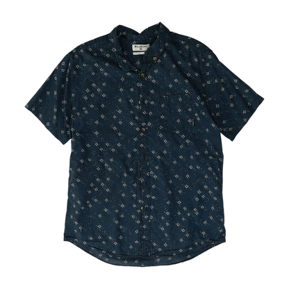 Navy Print Short Sleeve Button Down