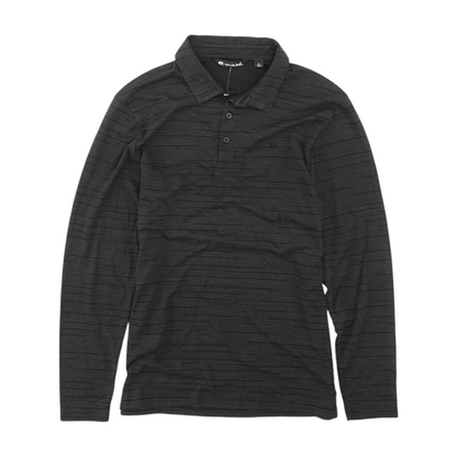 Navy Striped Long Sleeve Polo