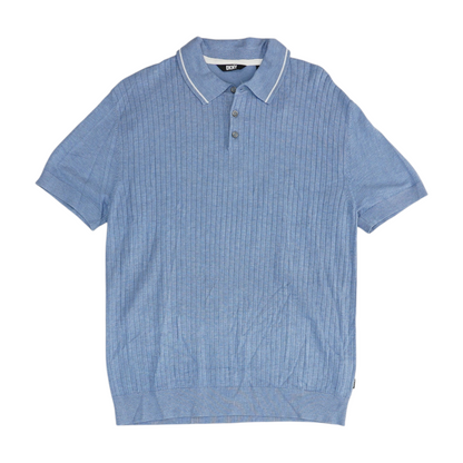 Blue Solid Short Sleeve Polo
