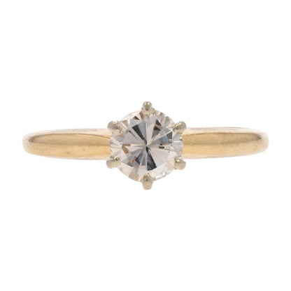 3/8 Ct 14K Gold Round Diamond Solitaire Engagement Ring