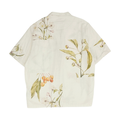 Beige Graphic Short Sleeve Button Down