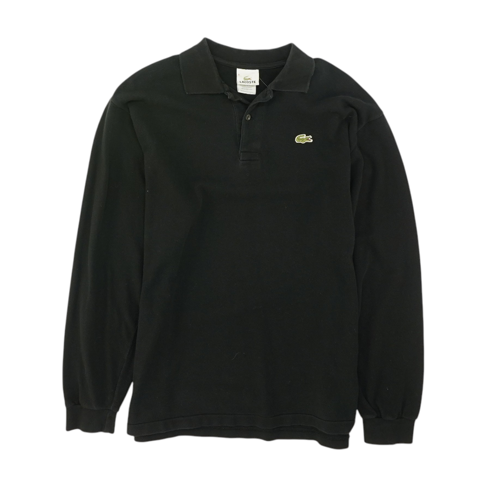 Black Solid Long Sleeve Polo