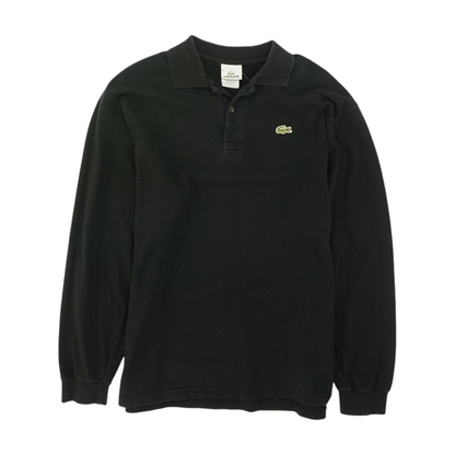 Black Solid Long Sleeve Polo