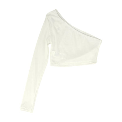 White Solid Cropped Knit Top