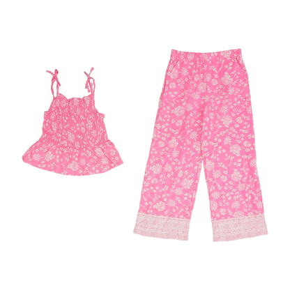 Pink Floral Sleeveless Set