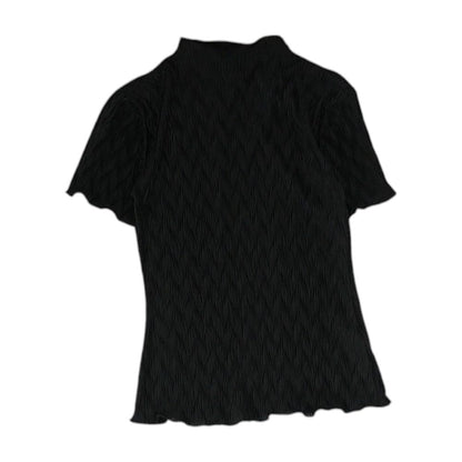 Black Solid Short Sleeve Blouse