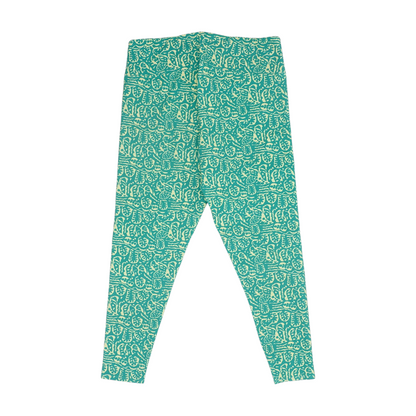 Green Abstract Active Leggings