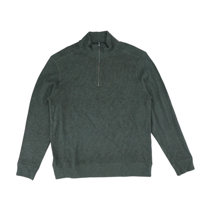 Green Solid 1/4 Zip Sweater