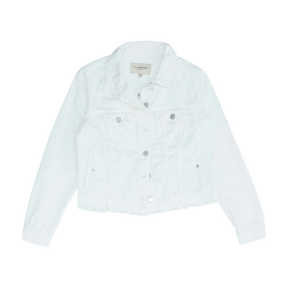 White Solid Denim Jacket