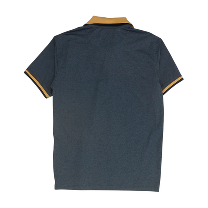 Blue Solid Short Sleeve Polo