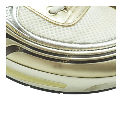 Gold and White CC Sneakers