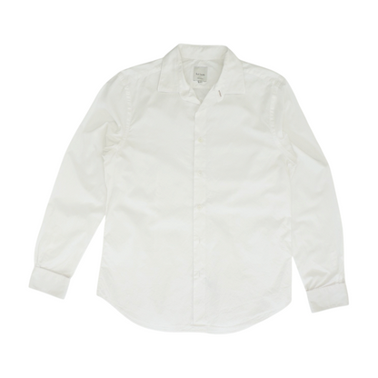 White Solid Long Sleeve Button Down