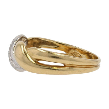 18K Gold Double Crossover With Three Diamond Accents Band